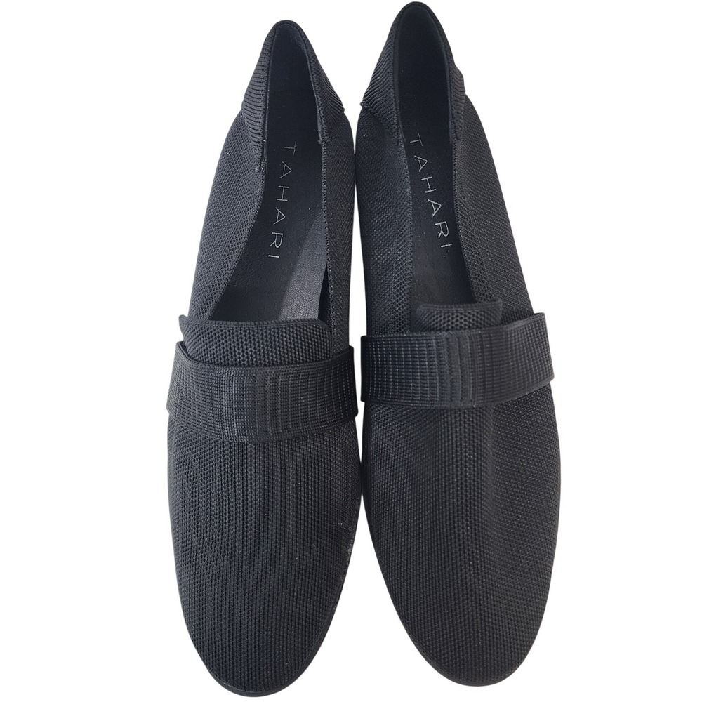 NWT Tahari Mykonos Black‎ Vegan Textile Upper Loafer Flats Women US Size 10